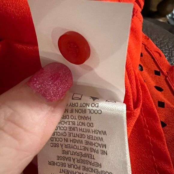 Cynthia Rowley women size 1X beautiful red orange half button blouse - Picture 10 of 10